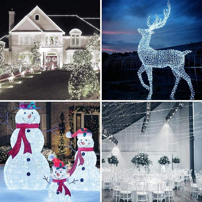 300 LED String Lights, 99FT Extra-Long Christmas Lights Outdoor Indoor | Cool White, 13 Modes, Timer, Clear Wire Waterproof Twinkle Fairy Lights Plug in for Bedroom Classroom Patio Xmas Tree Decor