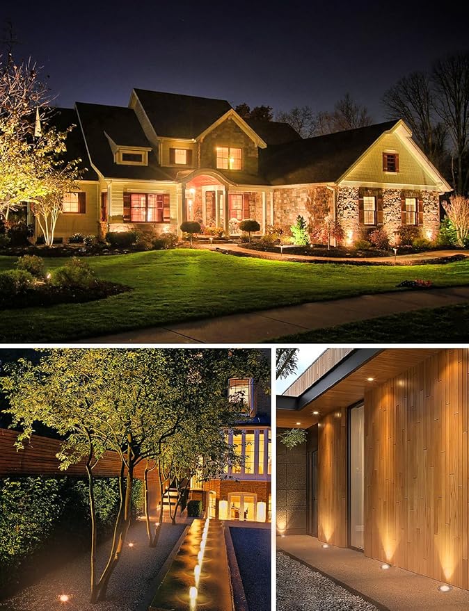 SUNVIE 6-Pack 12W 3000K LED Low Voltage Landscape Well Lights, Grated Top | 12-24V AC/DC, Waterproof, Anti-Glare, Die-Cast Aluminum In-Ground Lights for Pathway Garden Yard, Connectors Included