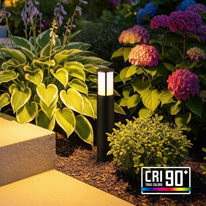 LEONLITE Low Voltage Bollard Pathway Lights, 5CCT 5W 12-24V 1800K/2700K/3000K/4000K/5000K Selectable, Wired LED Landscape Lighting for Lawn Yard Walkway Driveway, Oil Rubbed Bronze Aluminum, Pack of 4