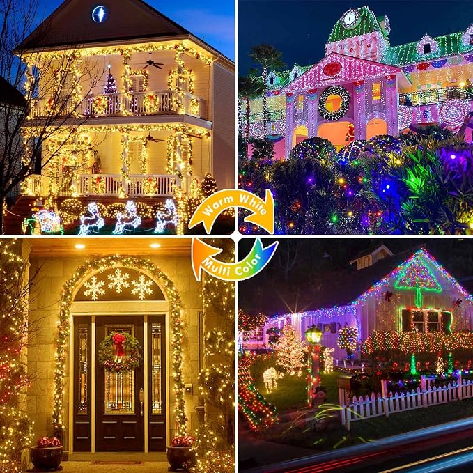 200 LED Connectable String Lights with Remote, Warm White to Multicolor | 11 Modes, Timer, 66FT Clear Wire Waterproof Color Changing Twinkle Fairy Lights Plug in for Bedroom Patio Xmas Tree Decor