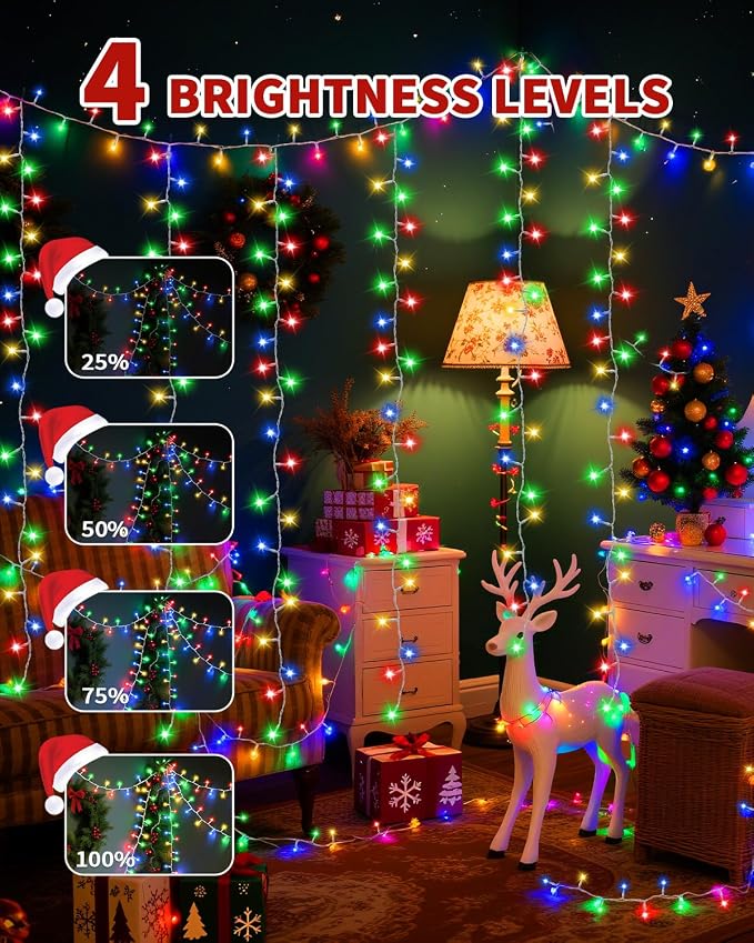 Christmas Lights String Outdoor Indoor, Xmas Tree Decorations Lights, Plug in Twinkle Fairy Light with Remote Timer Dimmable for Room Yard Holiday Party Wedding Decor (Multicolor, 403FT 1200 LED)