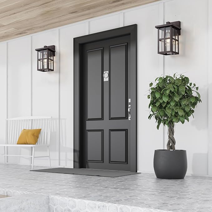MICSIU 11" Bronze Farmhouse Outdoor Wall Light Fixture 1 Pack | No Assembly Required, Clear Glass, Anti-Rust Metal Outside Sconce for House Porch Garage