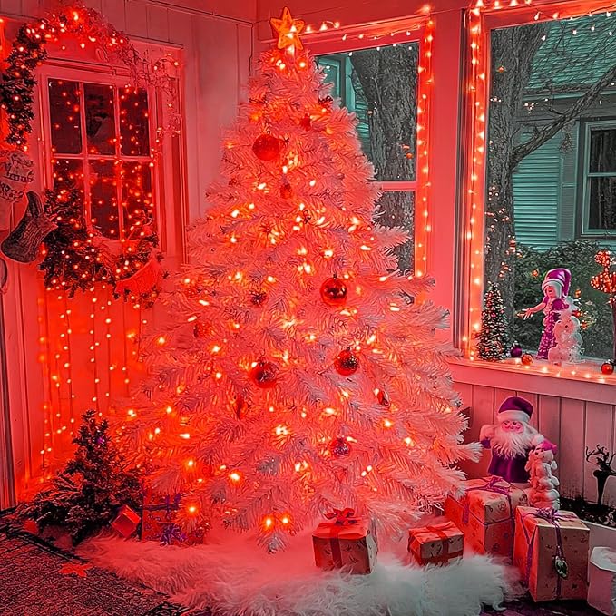 Connectable 240LED Red String Lights Outdoor/Indoor, Extendable Plug in Twinkle Fairy Lights Waterproof with 8 Modes&Timer Function for Garden Bedroom Patio Tree Christmas Decorations