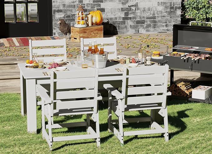 GREENVINES Outdoor Dining Chairs Set of 2 | HDPE | Patio Chair | All-Weather | White