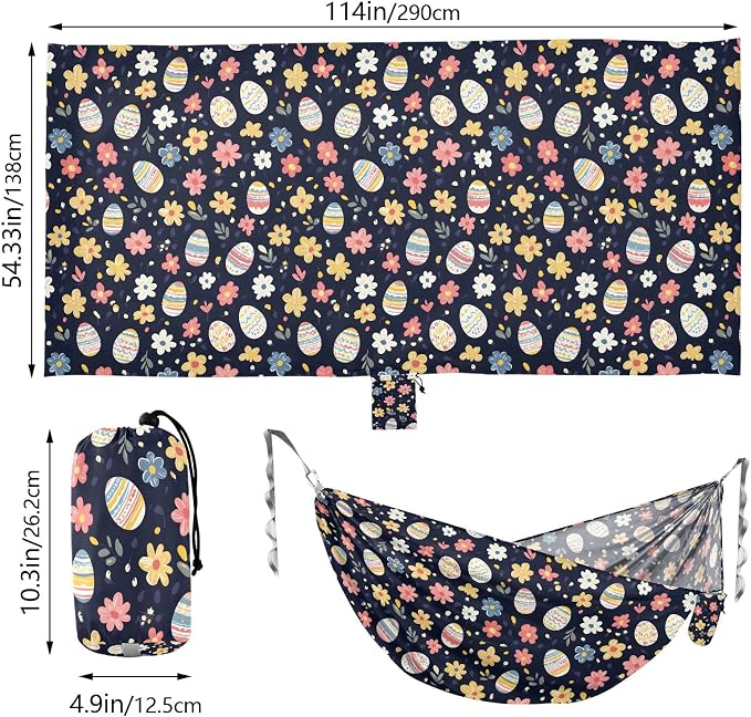 Camping Hammock Outdoor Hammocks for Outside Egg Flower Beach Trees Portable Lightweight with Pockets Tree Straps Indoor