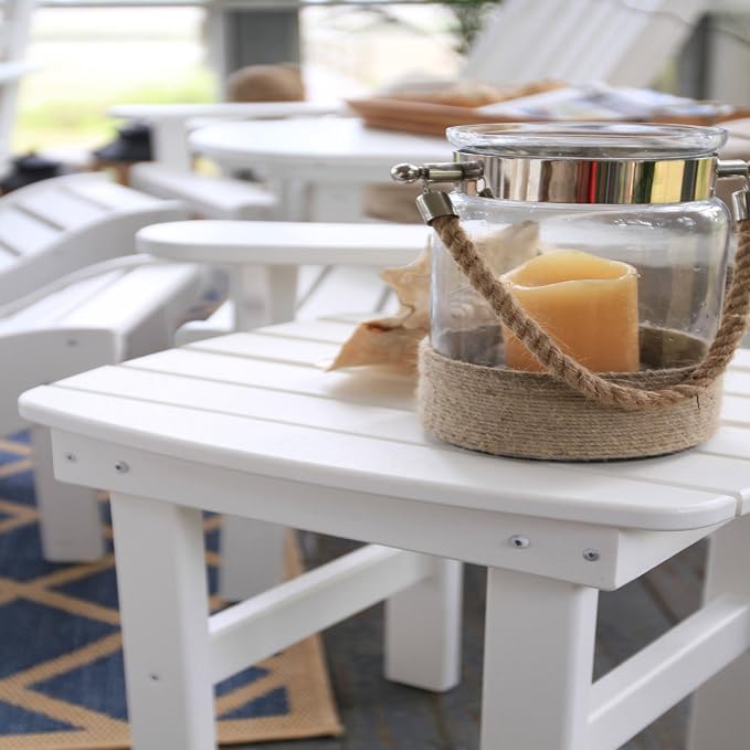 Original Pawleys Island White Outdoor Side Table, Eco-Friendly Durawood, Stainless Steel Hardware, Mortise and Tenon Joints, Fit N Finish Design, Handcrafted in The Carolinas