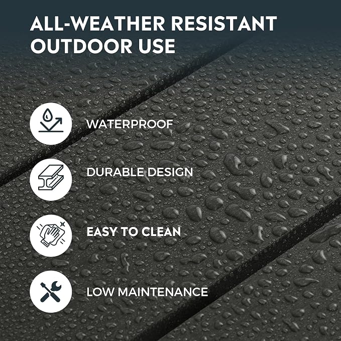 Costaelm Patio Bistro Table, 42" Counter Height Round Patio Cocktail Bar Table with Umbrella Hole, Outdoor Bistro Dining Pub Table for Front Porch Deck Backyard Garden, Black