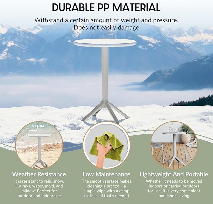WestinTrends Playa 23.5" Outdoor Polypropylene Resin Round Patio Bistro Dining Table for 2, Gray
