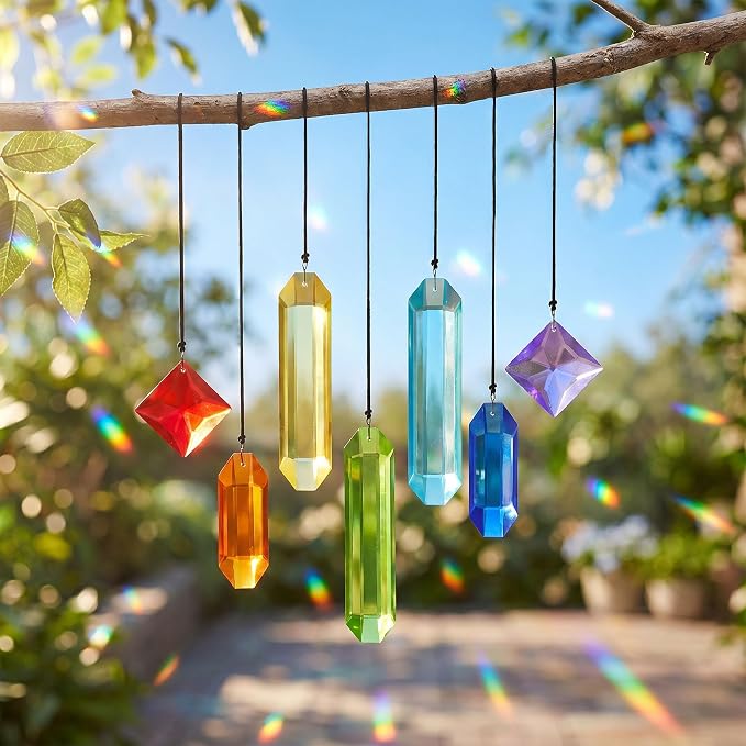 7Pack Prisms Crystal Suncatchers for Windows Hanging Rainbow Maker | Sun Catcher Indoor Windows Outdoor Home Garden Christmas Tree Ornaments Gift For Mom Women