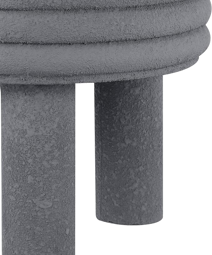 JONATHAN Y Rashida 18" Modern Round Polyresin Indoor Outdoor Accent Coffee Table, Weather Resistant Low Table with Chunky Ribbed Stacked Ring Design and Tripod Pillar Base, Gray Frosted TBL1106A