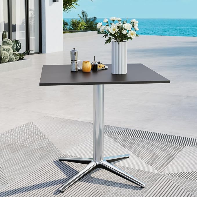 MFSTUDIO Outdoor Patio Bistro Table, Square Patio Dining Table for 2 to 4, 31" Metal Outdoor Side Coffe Table for Balcony Backyard Patio Garden or Indoor