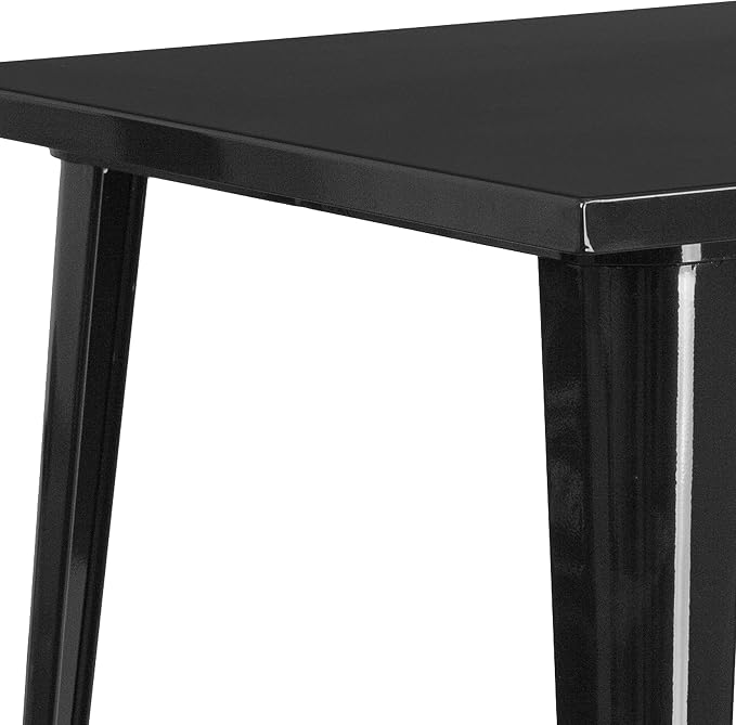 BizChair Commercial Grade 31.5" Square Black Metal Indoor-Outdoor Bar Height Table