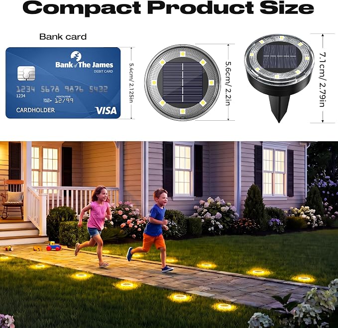 Mini Solar Ground Lights, 24 Pack Solar Lights Outdoor Waterproof, Upgraded LED Flat Landscape Lighting for Outside Pathway Garden Patio Yard Driveway,Warm White
