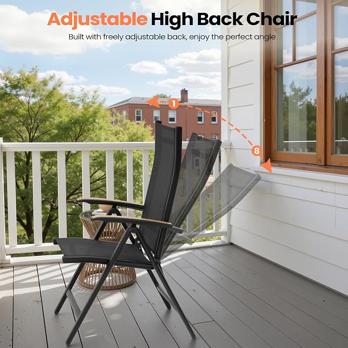 Pellebant 13 Pieces Aluminum Patio Table and Chairs Set - 118" Rectangular Table and Foldable Chair Outdoor Dining Set with Umbrella Hole, Weather Resistant Sturdy Frame for Deck, Porch & Backyard