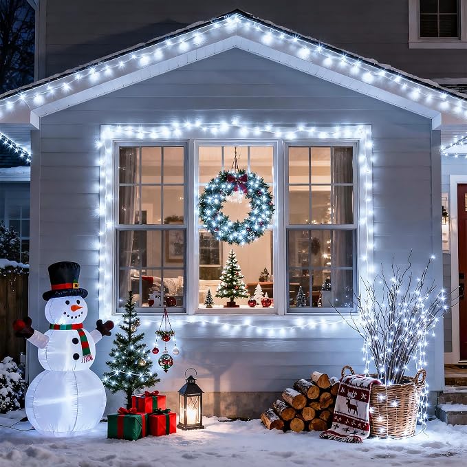 JMEXSUSS 91.5ft Connectable 250 LED White Christmas Lights Indoor Outdoor | Christmas String Lights 8 Modes, Clear Wire Twinkle String Light Plug in for Bedroom Wedding Garden Party Decoration