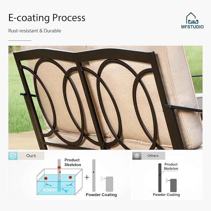 MFSTUDIO Outdoor Patio Furniture Set, Metal Outdoor Conversation Sofa, Rattan Wicker Patio Sectional Sofa for Lawn Garden Backyard