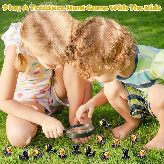 30 Pcs Black Cat Ducks, Mini Black Cat Resin Ducks Bulk, Fun Printed Toy Figures for Birthday Party Favors, Themed Decor, Kids Gift Collection (Black Cat)