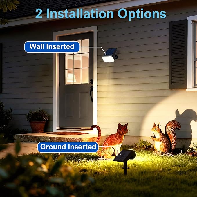 JEJOT Solar Lights Outdoor Waterproof IP65, Super Bright LED with Lens, 3000K 2 Lighting Modes, Solar Powered Yard Garden Solar Spot Lights for Outside Landscape Auto On/Off -6 Pack