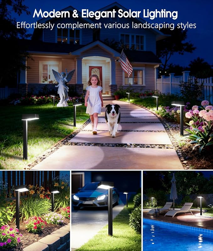 ELECLINK Solar Pathway Lights Outdoor, 6 Pack Garden Lights Solar Powered Path Lights with Larger LED Lens, 2 Light Modes Waterproof Outdoor Solar Light for Yard Driveway Walkway Landscape, Cool White