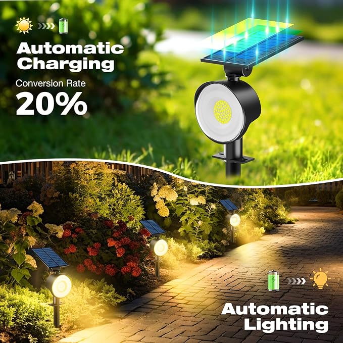 nipify Solar Spot Lights Outdoor Waterproof, Landscape Spotlights | Warm White, 8 Pack/53 LED/3 Modes, Adjustable Solar Panels, Auto On/Off, Uplights Lighting for Outside Tree Yard Flag Garden