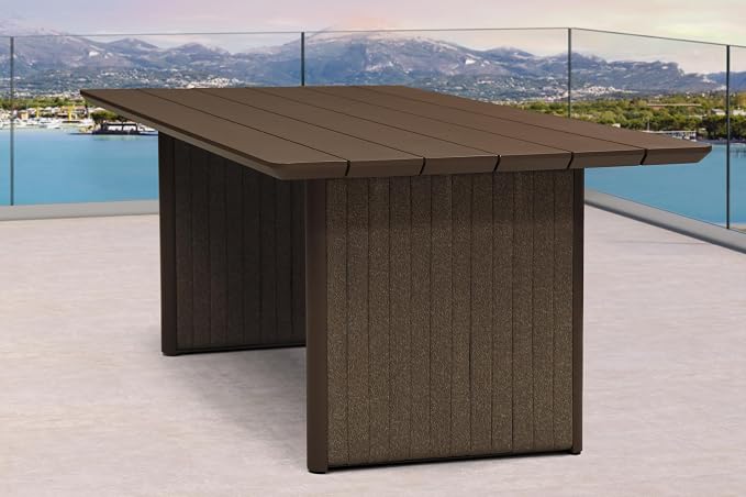 PURPLE LEAF Luxury 7-Piece Outdoor Dining Set for 6 Powder-Coated Aluminum Patio Table and Handwoven Olefin Rope Chairs with Cushions Modern Weather-Resistant Patio Furniture Bronze Sand Color
