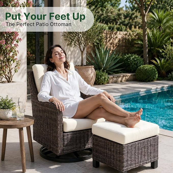 Wicker Patio Conversation Set, Outdoor Patio Furniture Set with Deep Seating, Wide Armrests & Thick Cushions, All-Weather Outdoor Furniture Set for Patio, Porch, Deck & Backyard