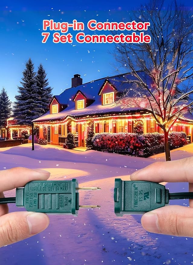 Brightown C9 Christmas String Lights Outdoor Led Fairy Lights Faceted Strawberry Lights Extendable UL Certified for Party Holiday Wedding Christmas Indoor Outdoor Decor