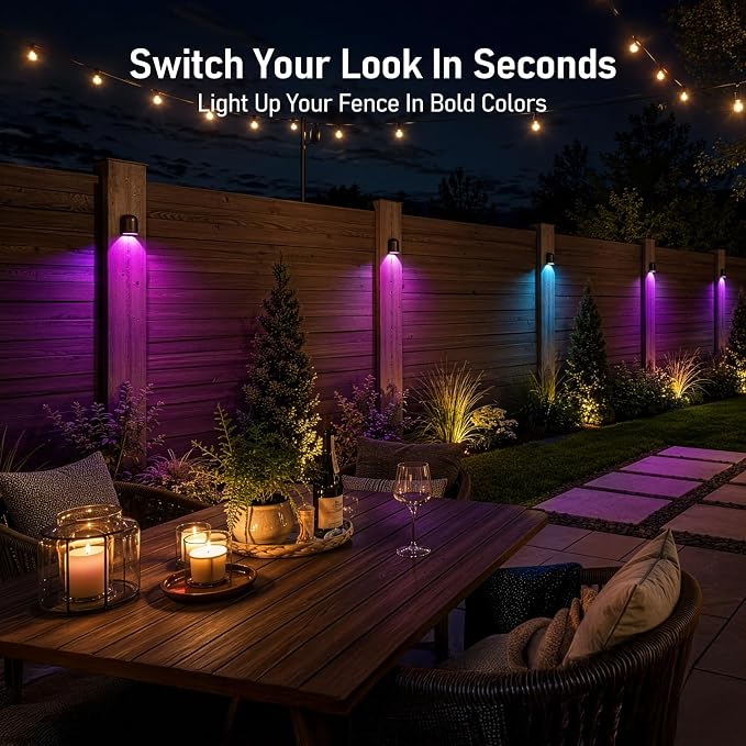 LEONLITE 6-Pack RGBCW Low Voltage LED Deck Lights, Color Changing | 5 Color Changing Modes, CRI90, 12-24V AC/DC, Anti Glare Step Railing Light, Fence Down Light, IP65, Oil Rubbed Bronze