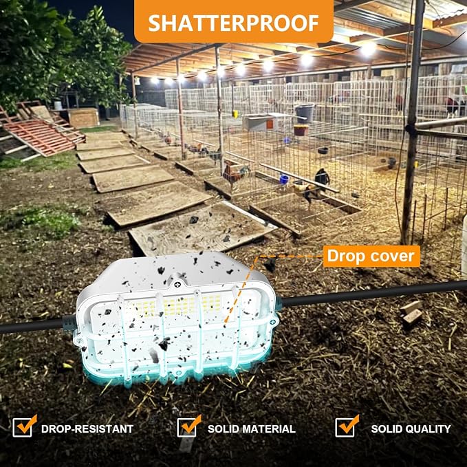 RIUVAO 100ft LED Construction String Lights,Super Bright 300W 30000LM Waterproof IP67 Led String Work Lights, Construction Temporary Lights (Upgrad 100ft-10lights)