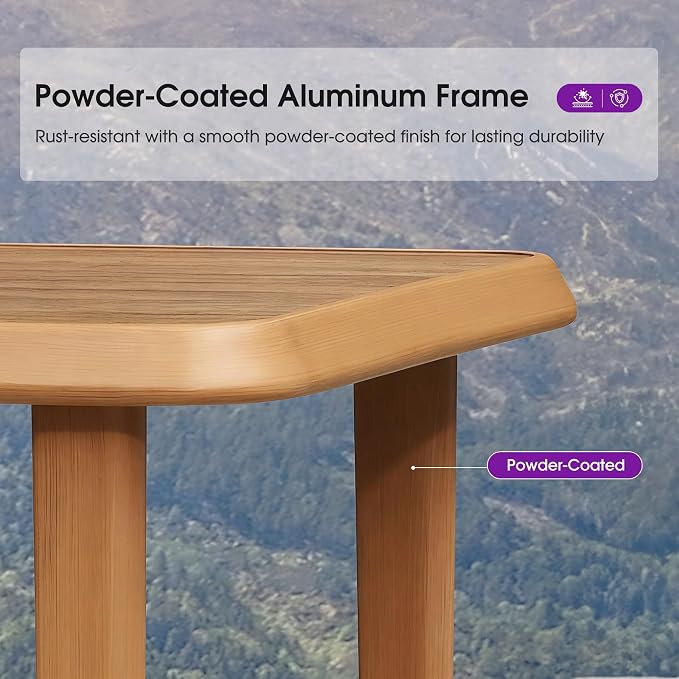 PURPLE LEAF Counter Height Table Patio Retangluar Table Dining Coffee Kitchen Breakfast Bistro Outdoor Pub Bar Table for Garden Balcony, Teak