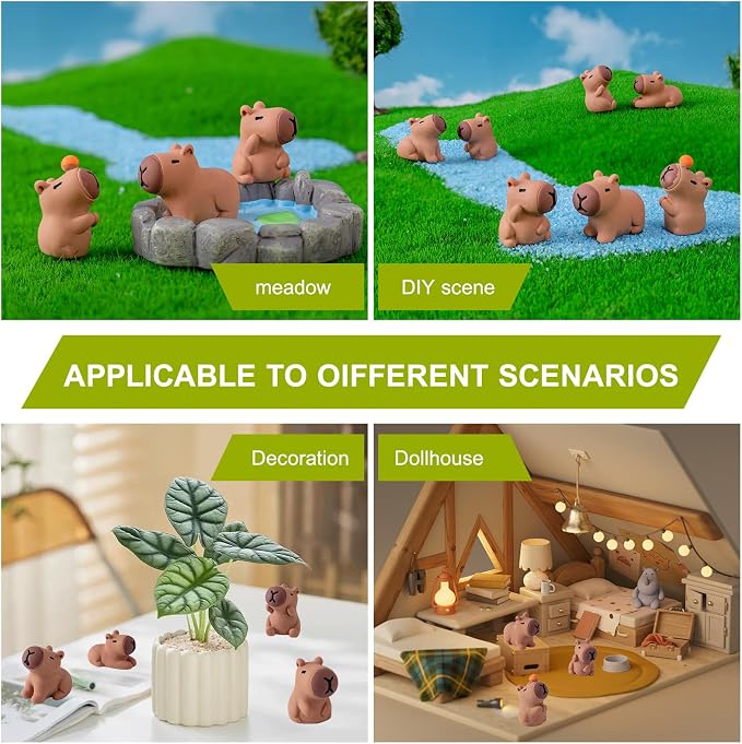 56PCS Mini Capybara Figurines - Adorable Resin Animal Decor Set for Home Office Desk, Zen Garden, Sensory Bins & Collector Displays (Cute Waterproof Figurines)