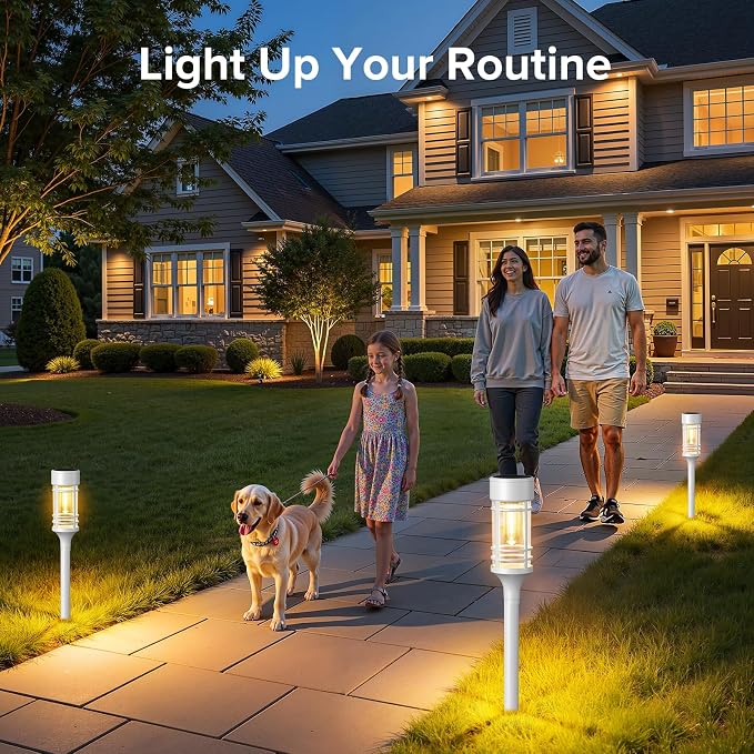 LETMY Solar Pathway Lights Outdoor, 4 Pack Solar Lights Outdoor Waterproof IP65, Bright Garden Light for Yard Walkway Driveway Landscape Garden Decor（White）