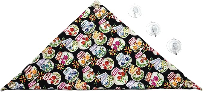 Hammock for Bearded Dragons, Mini Sugar Skulls Fabric with Suction Cup Hooks