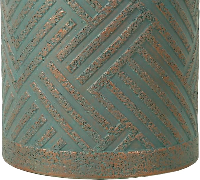 16.93" Cement End Tables for Patio,Green | Faux Terrazzo Modern Small Round Side Accent Table,Tree Stump Garden Stool Drum Indoor and Outdoor