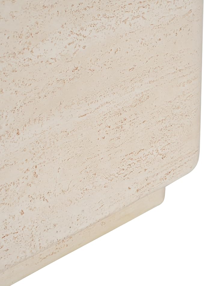 Christopher Knight Home Zax Lightweight MGO Outdoor Side Table, Square Accent Table with Stone-Like Texture, Weather Resistant Small End Table for Indoor/Outdoor Usage, No Assembly, Beige Travertine