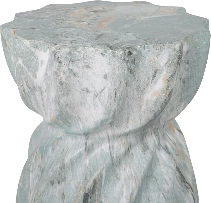 Christopher Knight Home 19.29 Inch Modern Outdoor Faux Concrete Side Table, Patio End Table with Fluted Hourglass Design, Accent Table for Garden Balcony Poolside