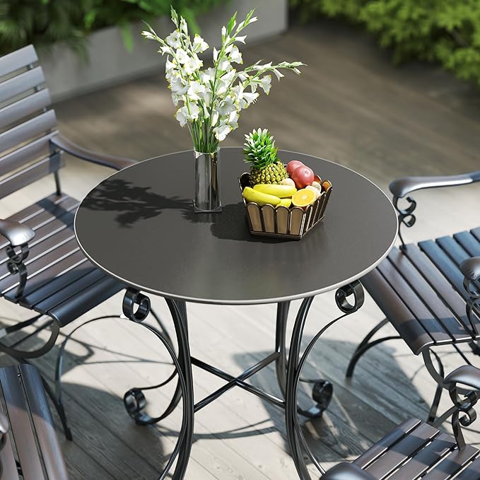 ZL ZELing Round Sintered Stone Table Top 35.4",Replacement Table Top for Indoor & Outdoor - Heat/Scratch Resistant Waterproof Ceramic DIY Desktop,Patio/Balcony/Bistro/Café & Dining Room (Black)