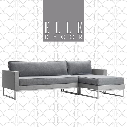 Elle Decor Tropez Mesh Outdoor Patio Furniture Collection with Metal Frame Sectional, Gray