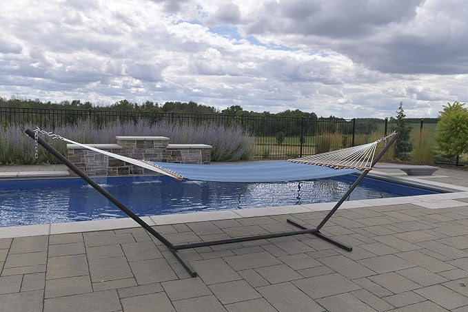Vivere Quick-Drying Phifertex Fade Resistant Double Poolside Hammock with Spreader Bars (Cape Cod)