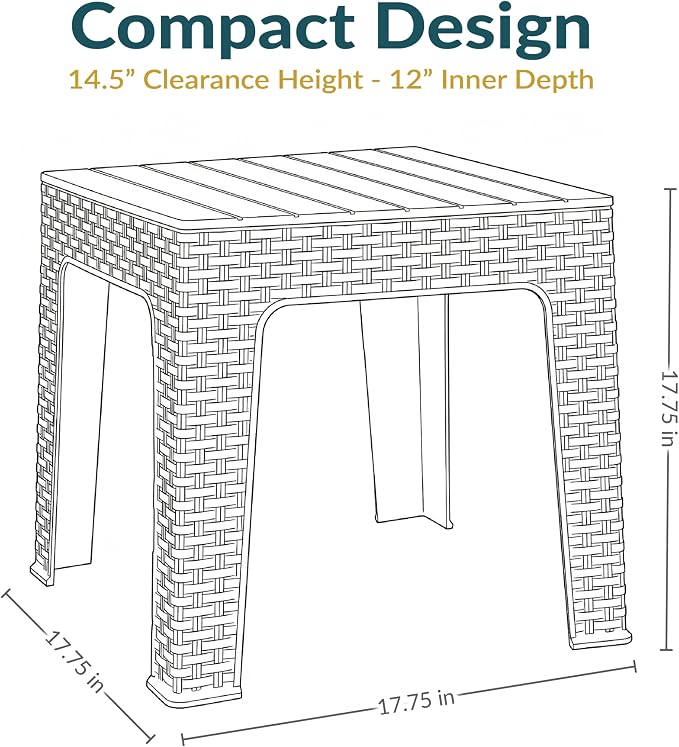 Sunnydaze Adirondack Small Outdoor Side Table for Balcony Essentials - Plastic Square End Table for Outside Patio - Set of 4 - White