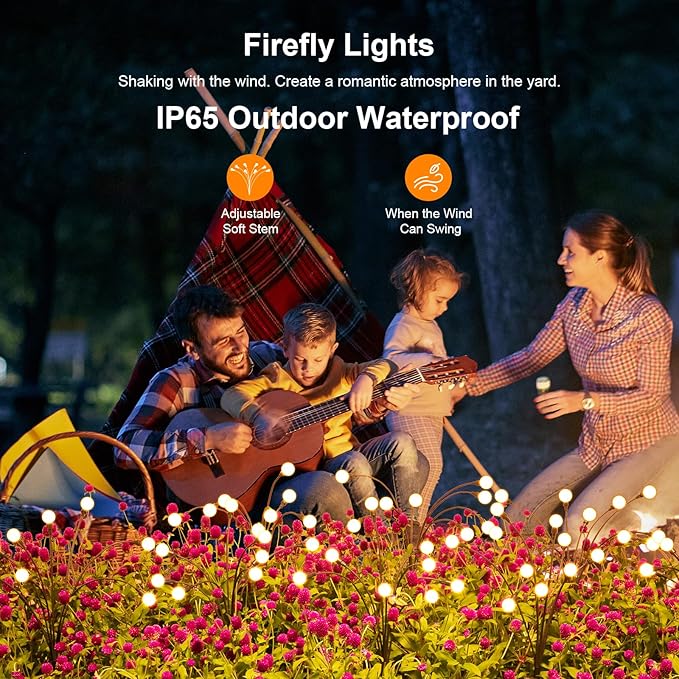 ASMAD Solar Lights Outdoor(6 Pack-48 LEDs),Solar Garden Lights,Fairy Lights | Firefly Light for Garden Decor, Outdoor lights, Outdoor Decor, Patio Decor, Gifts for Women, Gifts for Grandma, Big Bulb