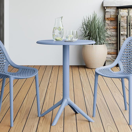 WestinTrends Playa 23.5" Outdoor Polypropylene Resin Round Patio Bistro Dining Table for 2, French Blue