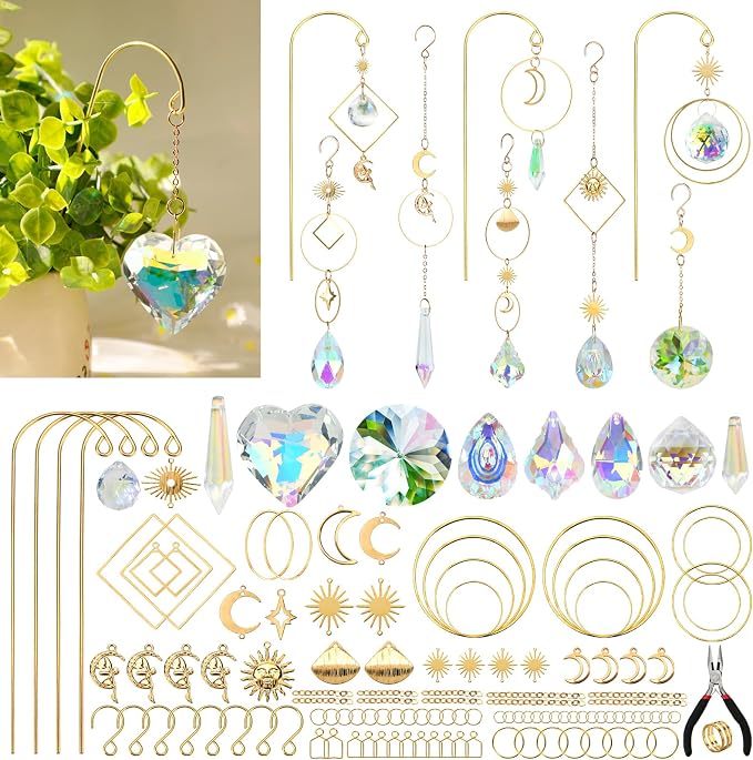 DIY Sun Catcher Kits for Adults, 260pcs Crystal Suncatchers Making Supplies | for Garden Plant Indoor Windows Hanging Arts and Crafts Kit for Women Valentines Mother's Day Birthday Gifts Home Decor