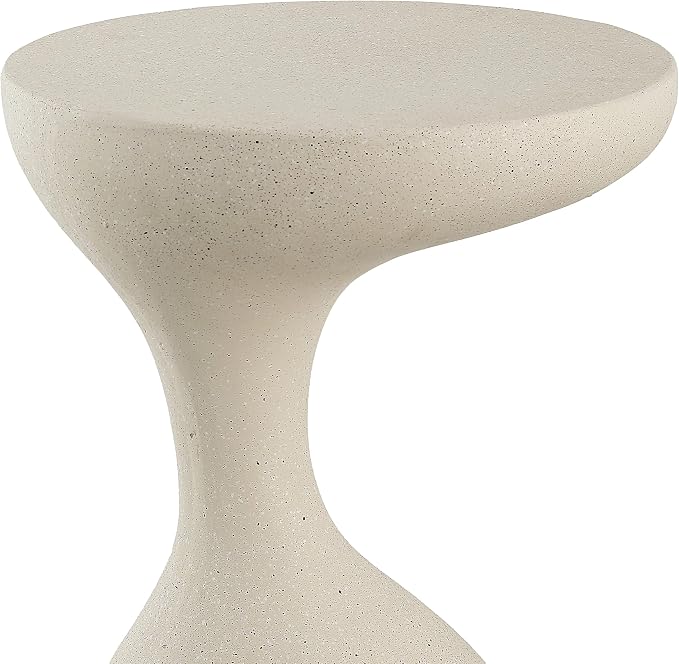JONATHAN Y Boracay Modern Sculptural Indoor/Outdoor Side Table, 15" x 19.75" Weather-Resistant Pedestal Accent Table and Garden Stool for Patio, Deck or Living Room, Cream Terrazzo TBL1110B