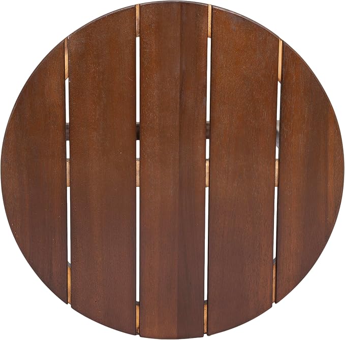 Christopher Knight Home Jara Outdoor Round Side Table, Slat Panel Small Coffee Table, Acacia Wood Side Desk for Backyard Balcony Garden, Weather Resistant Patio End Table, Dark Oak