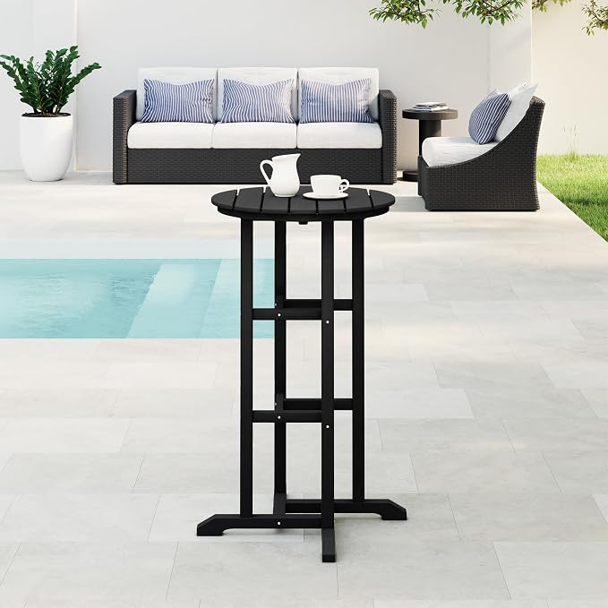 WestinTrends Malibu 42" Counter Height Round Outdoor Patio Bistro Bar Table, Black