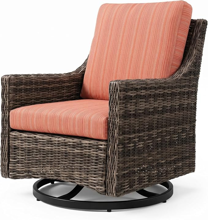 Wicker Patio Conversation Set, Outdoor Patio Furniture Set with Deep Seating, Wide Armrests & Thick Cushions, All-Weather Outdoor Furniture Set for Patio, Porch, Deck & Backyard