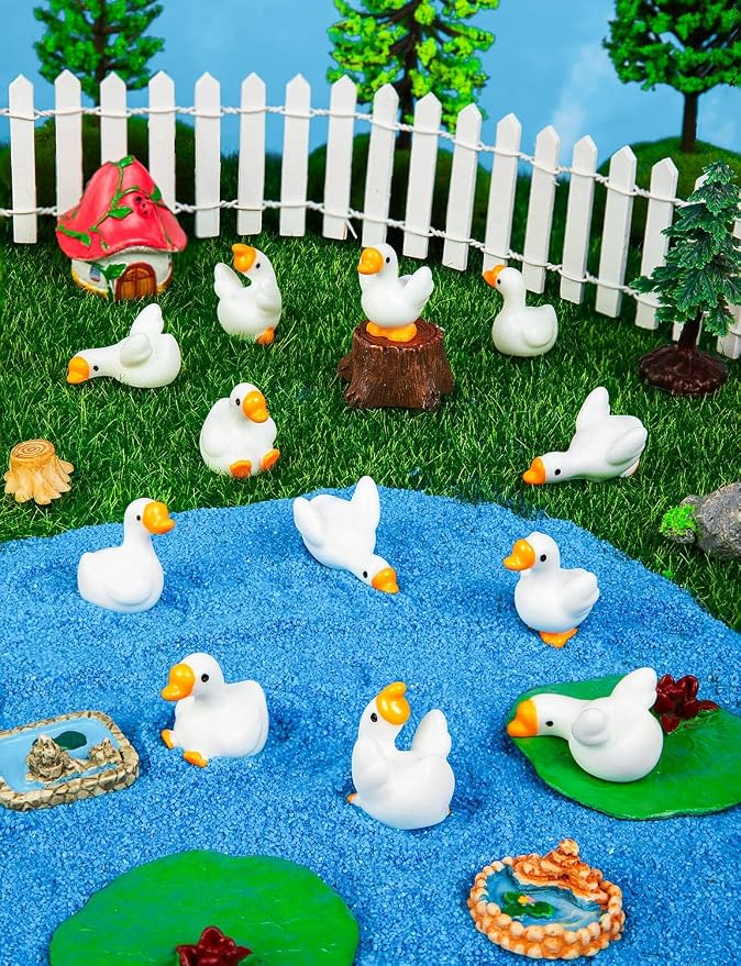 36pcs Mini Resin Goose Figurines, Tiny Animal Figurine Bulk | Small Desk Goose Decor for Garden Lawn Yard Micro Landscape Aquarium Potted Ornament DIY Craft