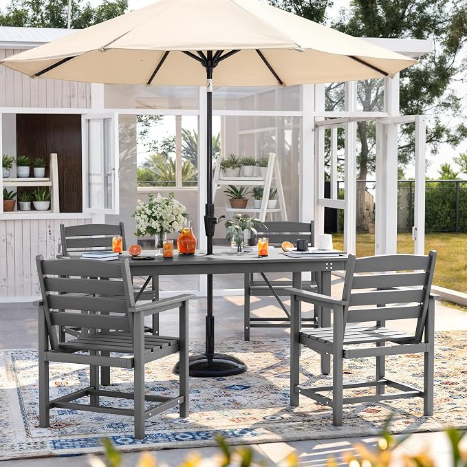 UDPATIO HDPE Patio Dining Set of 4, Heavy Duty Extra-Wide Outdoor Chairs with 360 lb Load Capacity, Easy to Assembly, All-Weather Seating for Patio, Pool, Garden, Backyard