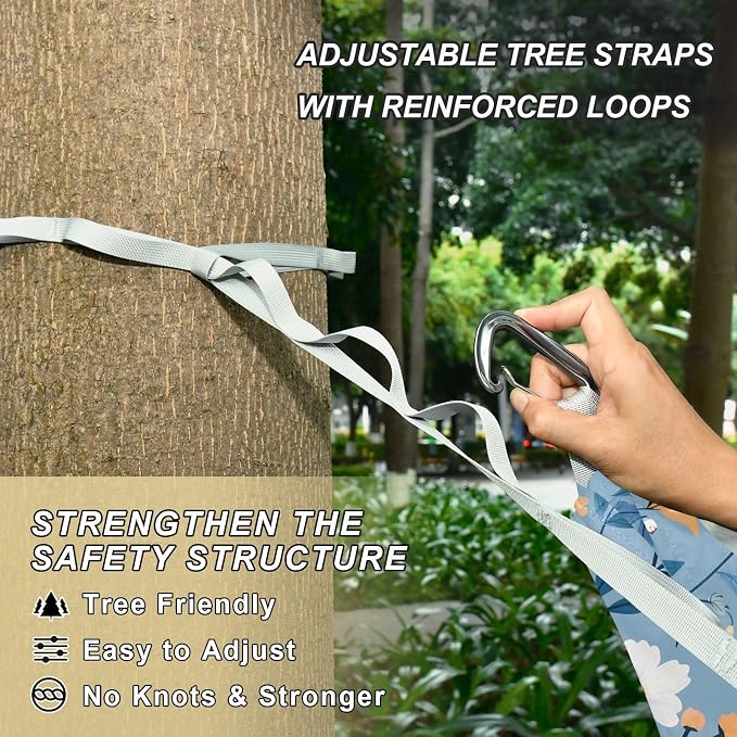 Camping Hammock Outdoor Hammocks for Outside Bule Duck Flower Beach Trees Portable Lightweight with Pockets Tree Straps Indoor